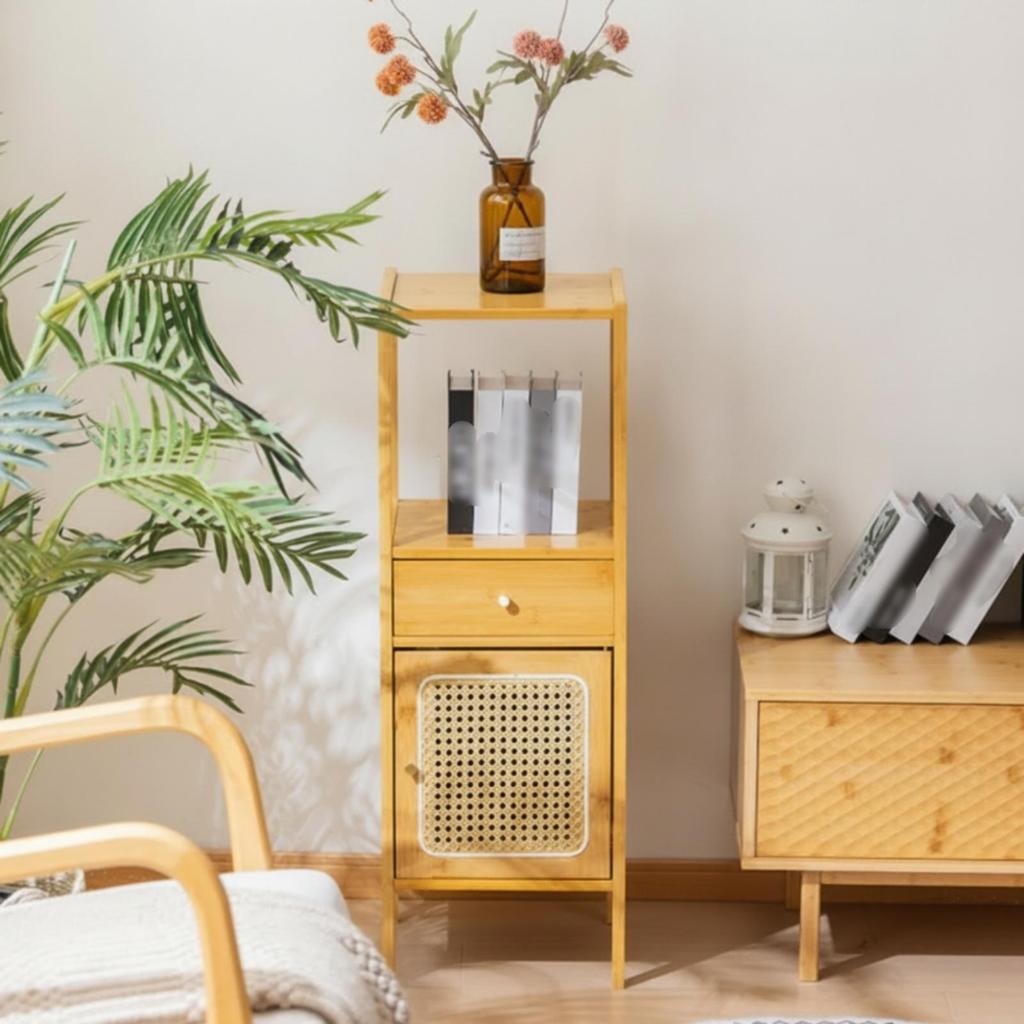 Plant Stand with Cabinet Compact Storage Drawer areaSaving
