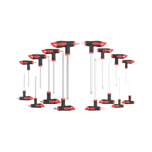 ROTATION 16-Piece T-Handle Hex Wrench Set for Car and Motorcycle Repairs, Includes Storage Tray