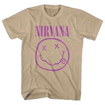 Nirvana - Lila Glad Ansikte - Bandtröja (T-shirt)