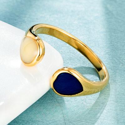 Simple Retro Personalized Epoxy Ring, Fashionable Open Ring Does Not Fade Titanium Steel Women's Jewelry