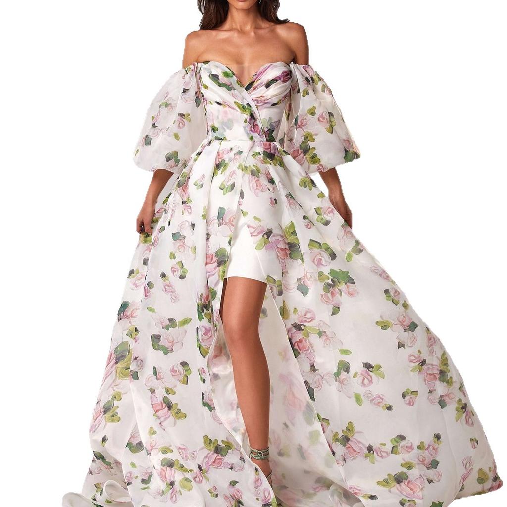 26 Cross-border European and American Tube Top Sexy Long Evening Dress Fashion Suspender High Sense Split Elegant Dress Dress