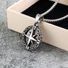 Vintage Stainless Steel Compass Pendant Unisex Fashion Necklace Charm