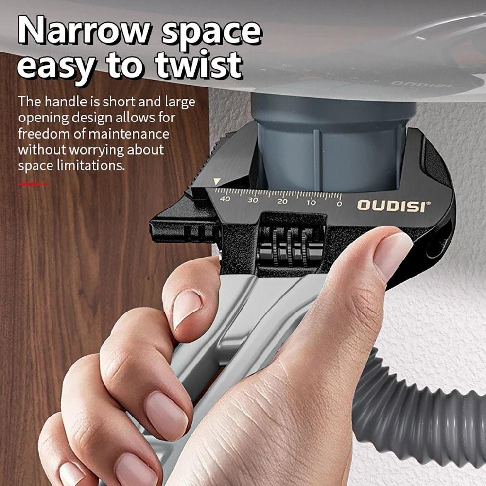 1Pcs Durable 5/6/8 Inch Universal Spanner Steel Mini Adjustable Wrench Large Open 0-45mm Short Handle Tool For Bathroom Pipes