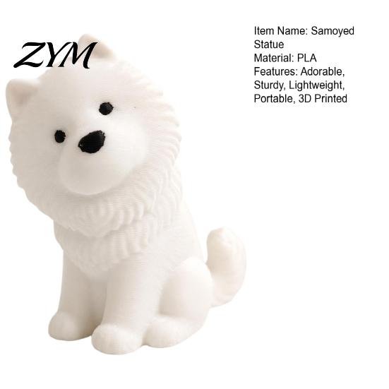 Gift for Samoyed Owners Cute Sitting Dog Figurine, 3D Printed Smiling Puppy Statue, Healing Pet Table Decor Animal Desktop Ornament Home Car