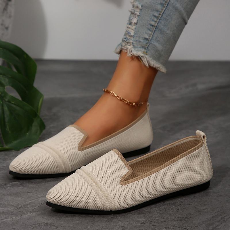 Flat Shoes Women's Spring and Summer Pointed-toed Fashion Fly-woven Shallow Mouth One-pedal Casual Foot Shoes