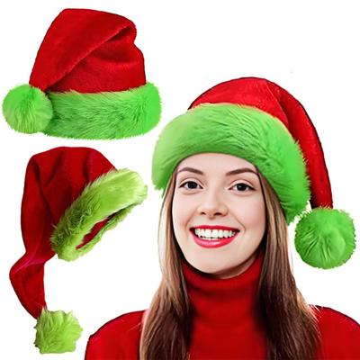 Floresan Yeşil Noel Baba Şapkası Karanlıkta Parlayan Yetişkinler Çocuklar için Şenlikli Tatil Fotoğraf Aksesuarı