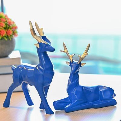 Set of 2 Deer Showpieces | Elegant Hiran Statues for Nature-Home and Office Décor, Ideal As Thoughtful Gifts for Nature , Family, and Friends (Blue)