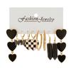 Fashion Black Heart Drop Earrings Set  for Women Chessboard Ladies Love Tai Chi Temperament Earring 2023 Trendy Jewelry Gifts