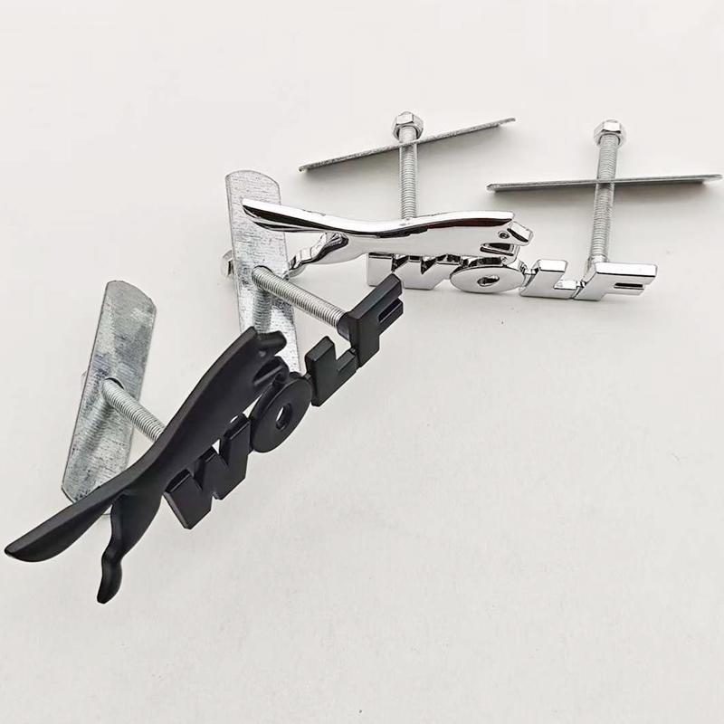 3D Metal Black Chrome Logo WOLF Car Modified Grille Front Badge Emblem For Jagura Ford Chevrolet JEEP VW BMW & More Accessories la2