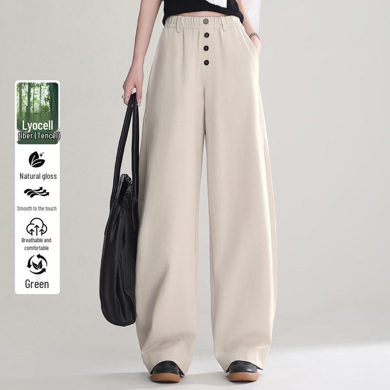 Women s Lyocell Blend High-Waisted Wide-Leg Trousers S