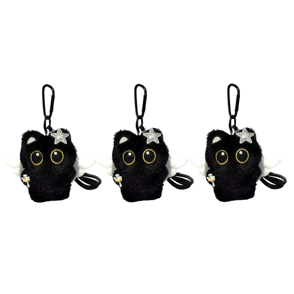 1/2/3Pcs Cool Plush Black Cat Doll Toy Keychain Bag Pendant Charms Car Keyring Accessories For Women Men Friends Gifts