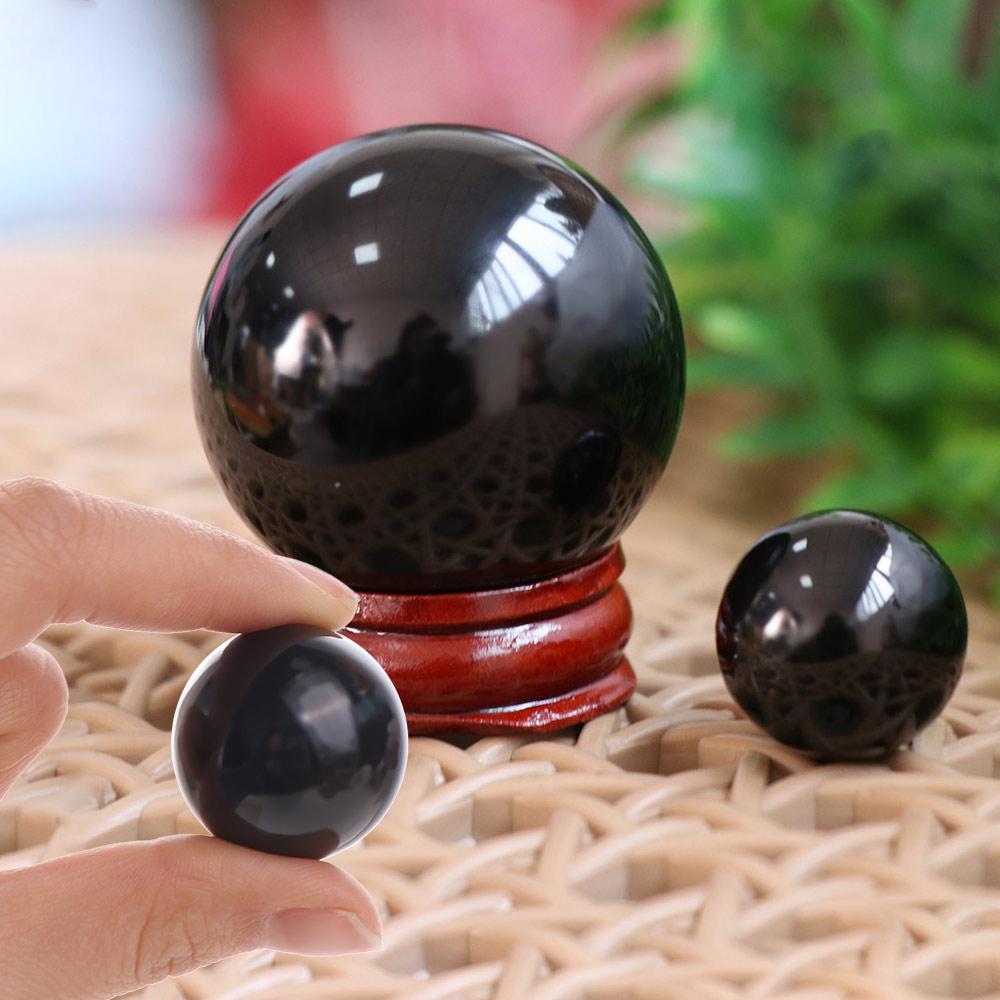 Round Black Obsidian Sphere Large Feng Shui Sphere Home Decor Crystal Ball  Collectibles