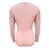 Women Hollow Out Lace Patchwork Pullover T Shirt Long Sleeve Slim Fit Soft Stretchy Round Neck Button Closure Solid Color Top Lady Spring Fall