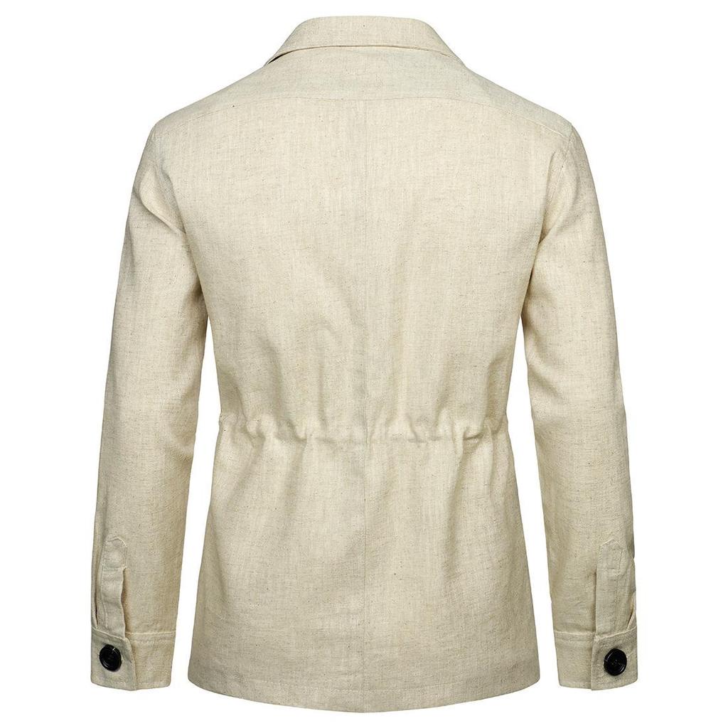 European and American Retro Slim Hunting Safari Linen Jacket for Men