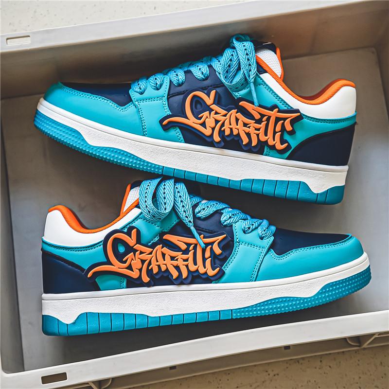 Módní modré designové skateboardové boty pánské streetwear hip hop tenisky pánské luxusní platformové skateboardové tenisky pánské basket homme