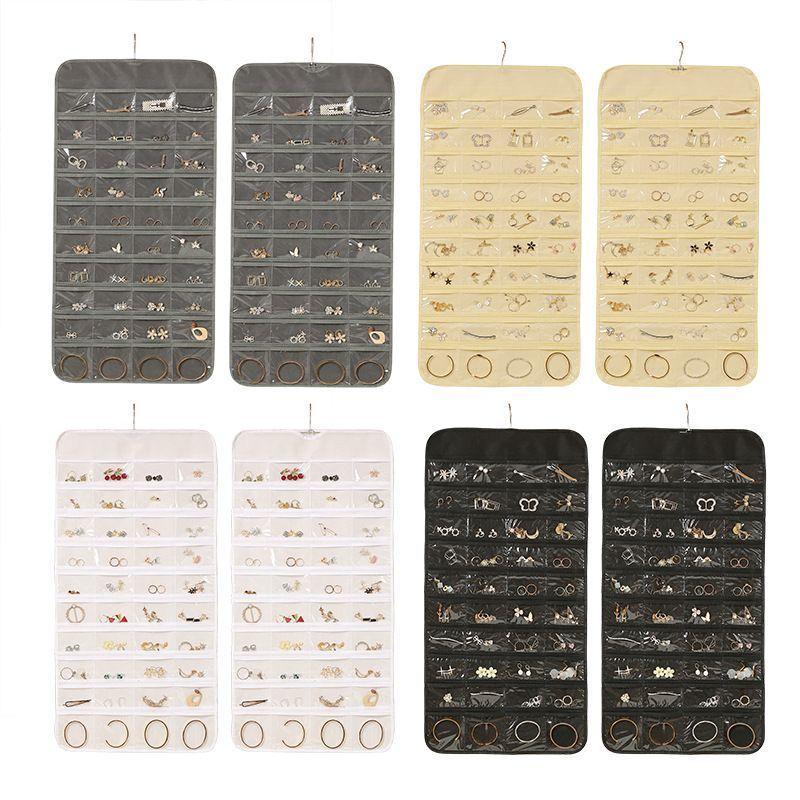 Transparent Hanging Jewelry Organizer Bag - Wall-Mounted Display Rack for Large-Capacity Accessory and Knick-Knack Storage