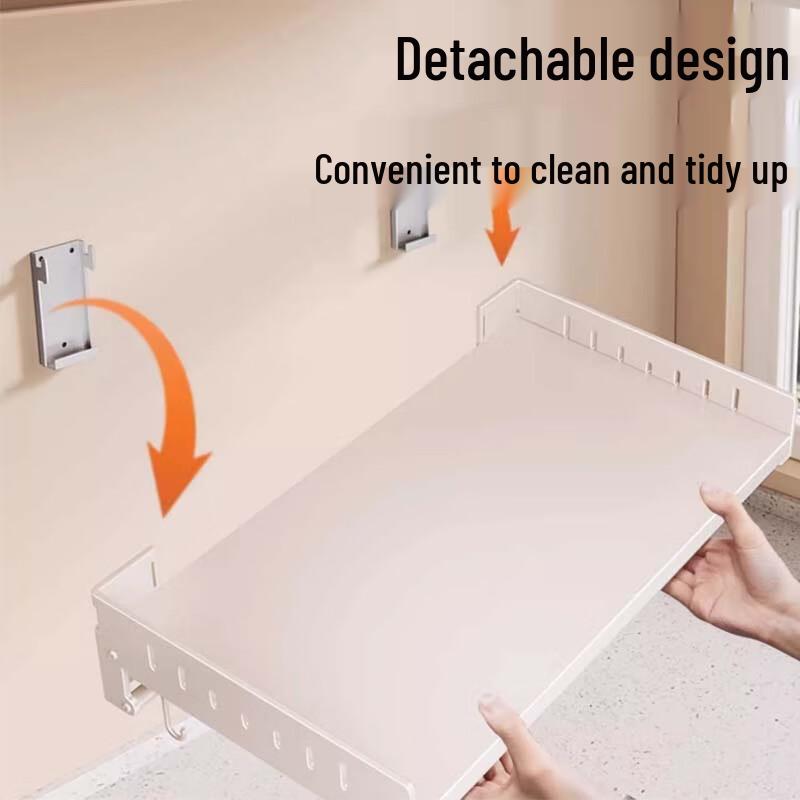 Stainless Steel Kitchen Storage Shelf with Hooks