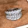 CopperSparkling Crystal Cubic Zirconia Wedding Band Rings for Women Fashionable Female Jewelry Daily Party