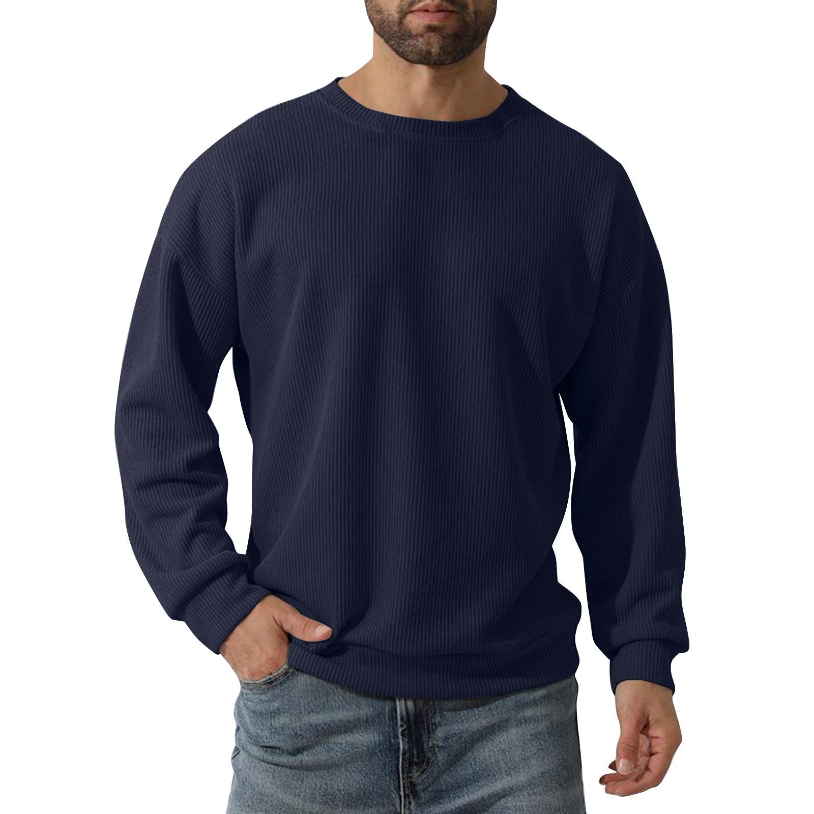 

Мужская однотонная зимняя повседневная толстовка с круглым вырезом и длинным рукавом, пуловер, толстовка XXL