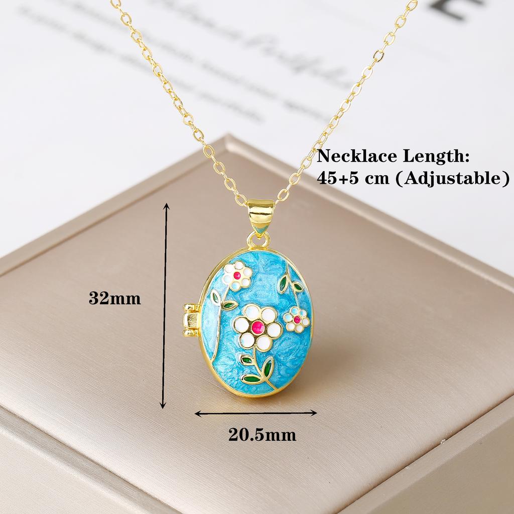 Luxury Enamel Art Handcrafted Rose Flower Pendant Necklace Creative for Women's Girls New Fashion Party Wedding Jewelry Gift
