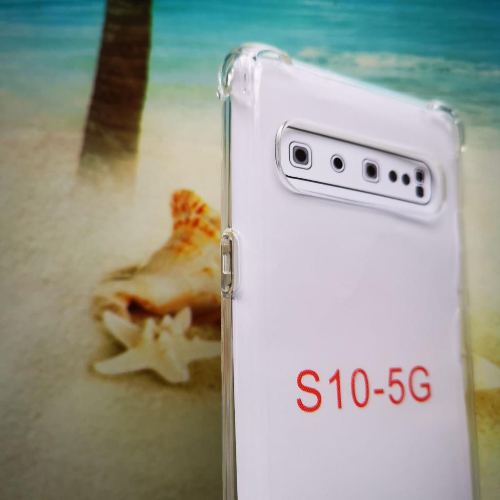 1,5 mm Dicke Transparente Airbag Weichschale für Samsung S10 5G, mit Schlüsselbandöse und Fallschutz
