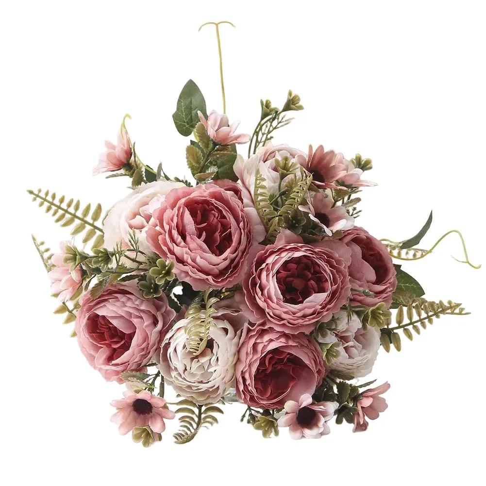 Künstlicher Blumenstrauß Simulation Pfingstrose Rose Künstliche Pfingstrose Modern Luxuriös Chic Heimdekoration Getrocknetes Florales Arrangement