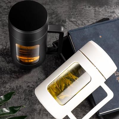 GIANXI Glass Water Cups With Handle Portable Leakage-proof Scalding Protection Mug Anti-fall Glass Tea Cup