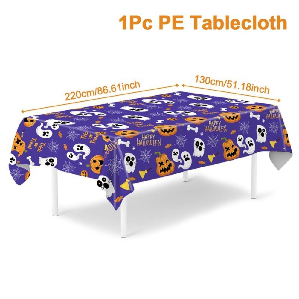 Plastic Halloween Tablecloth Bronzing Table Decoration Pumpkin Table Cover Pumpkin Ghost Haunted House Tablecover