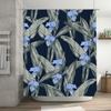 Modern Blue Floral Shower Curtain Waterproof Polyester Decorative Bath Rug Set for Bathroom Accessories
