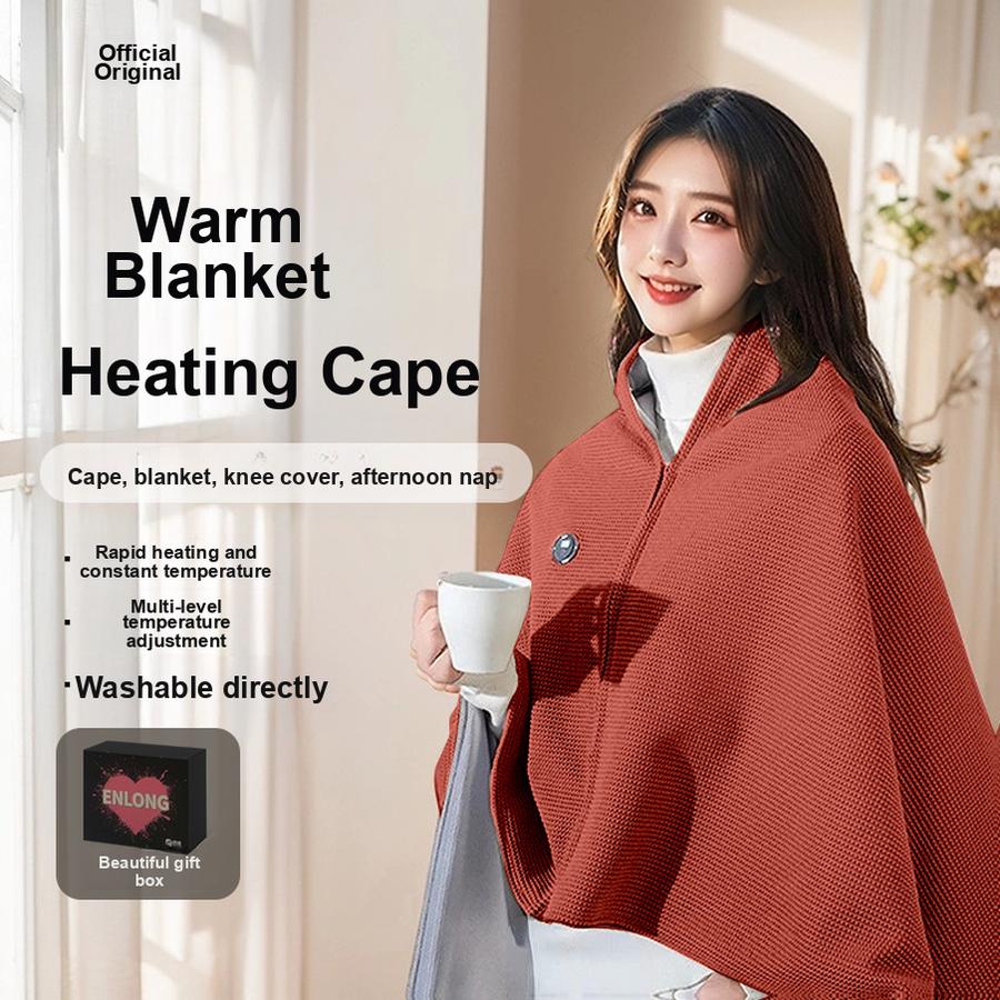 Portable Electric Heated Shawl Warmer Travel Blanket Washable Outdoor Small Home User without power bank