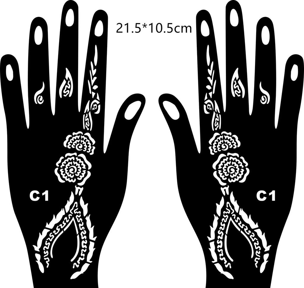 2025 Neues Professionelles Henna Schablone Temporäres Handtattoo Körperkunst Aufkleber Vorlage Hochzeit Werkzeug Blume Tattoo Schablone