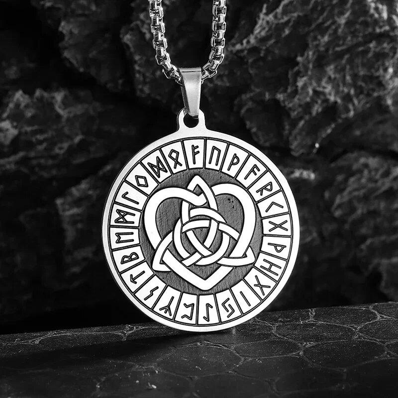 Good Luck Celtic Irish Knot Necklace Stainless Steel Witch Moon Amulet Protection Jewelry Women Fashion Necklace