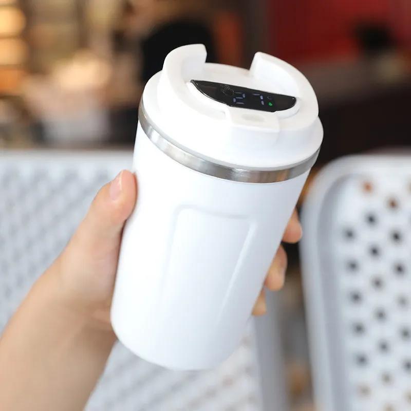 Double Layer Vacuum Temperature Insulation Intelligent Coffee Cup Outdoor Anti Drop Portable Insulated Cup Stainless Steel Cup Customized Logo Ya923