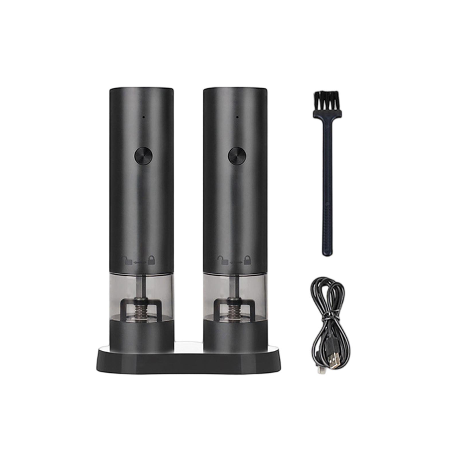 

Набор электрических мельниц для соли и перца, USB-перезаряжаемый, автоматическая мельница для перца с регулируемой степенью помола, контейнер 40 мл, управление одной кнопкой One Size чёрный