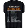 Funny Senior Citizen Texting Code T-Shirt for Grandparents - 100% Cotton Loose Fit Short Sleeve Shirt with Smartphone Slang Guide (BFFLMDOOMG) - Gift