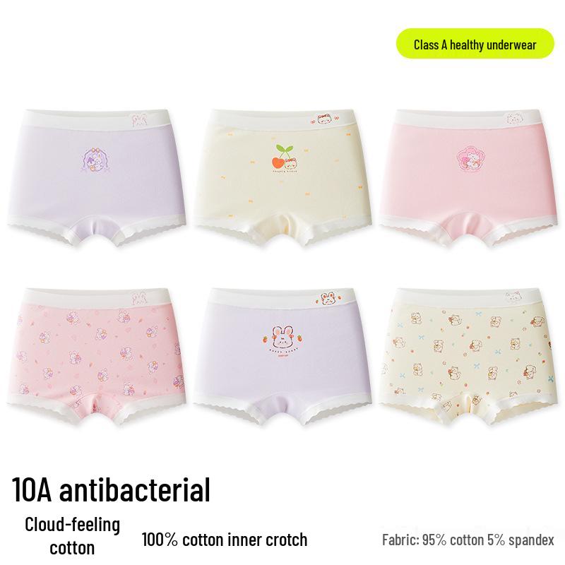 A-Grade Pure Cotton Girls' Boxer Briefs - No Wedgies, All-Cotton Crotch, Perfect for Small & Medium Kids