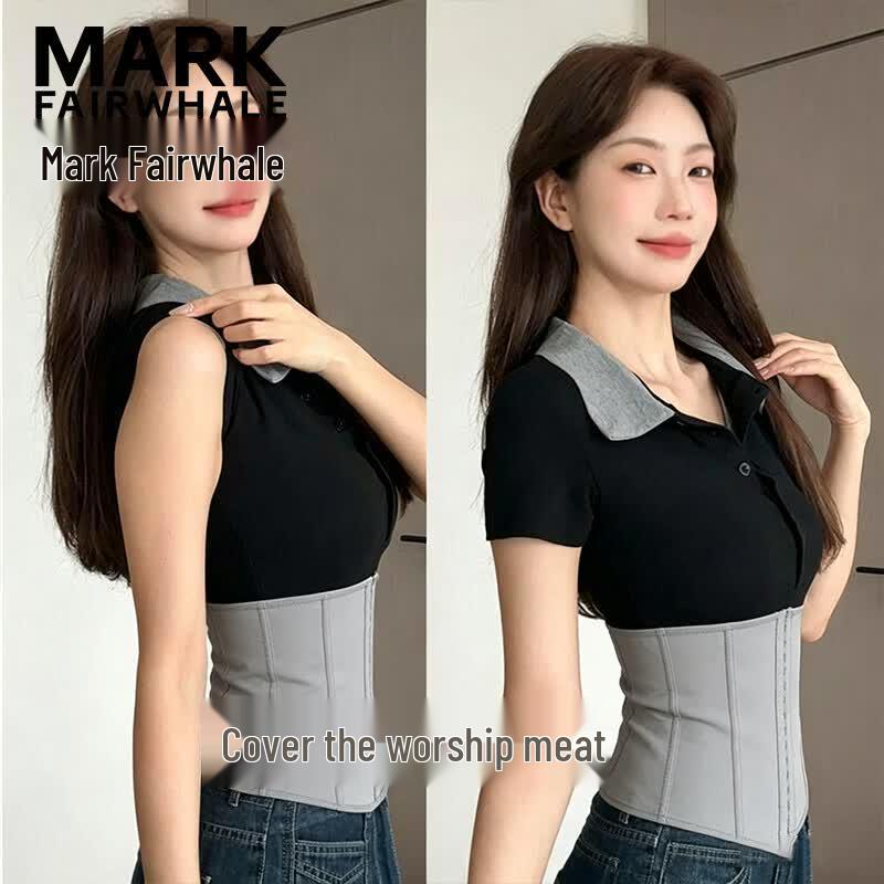 Mark Fairwhale Women's Polo Neck Faux Two-Piece T-Shirt