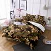 3D Three-Piece Camouflage Striped Quilt Cover Sheet Kit