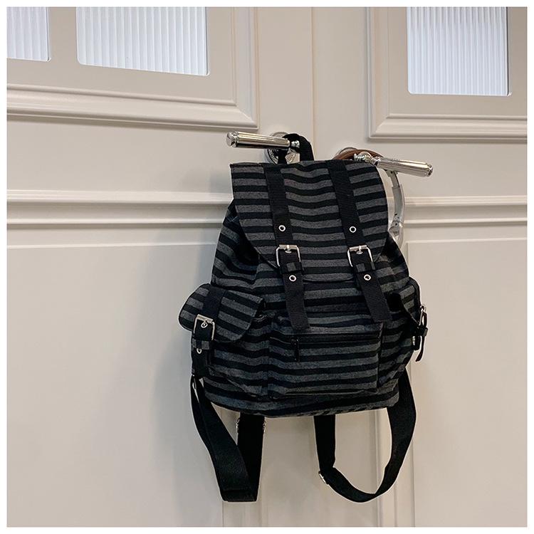 Korean Color Block Retro Stripe Backpack - Versatile, Large Capacity School & Casual Bag