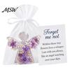 Regalo Angelo Custode tascabile, Ricordo Fiore Secco Non Ti Scordar Di Me, Mini Statuetta Tascabile in Acrilico Abbraccio, Ornamento Floreale Fatto a Mano, Conforto Memoriale
