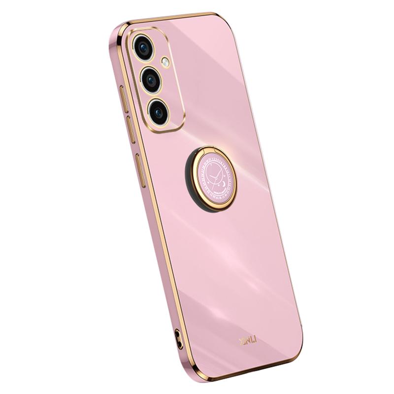 XINLI For Samsung Galaxy A35 5G Phone Case with Kickstand Plating Gold Edge Soft TPU Cover