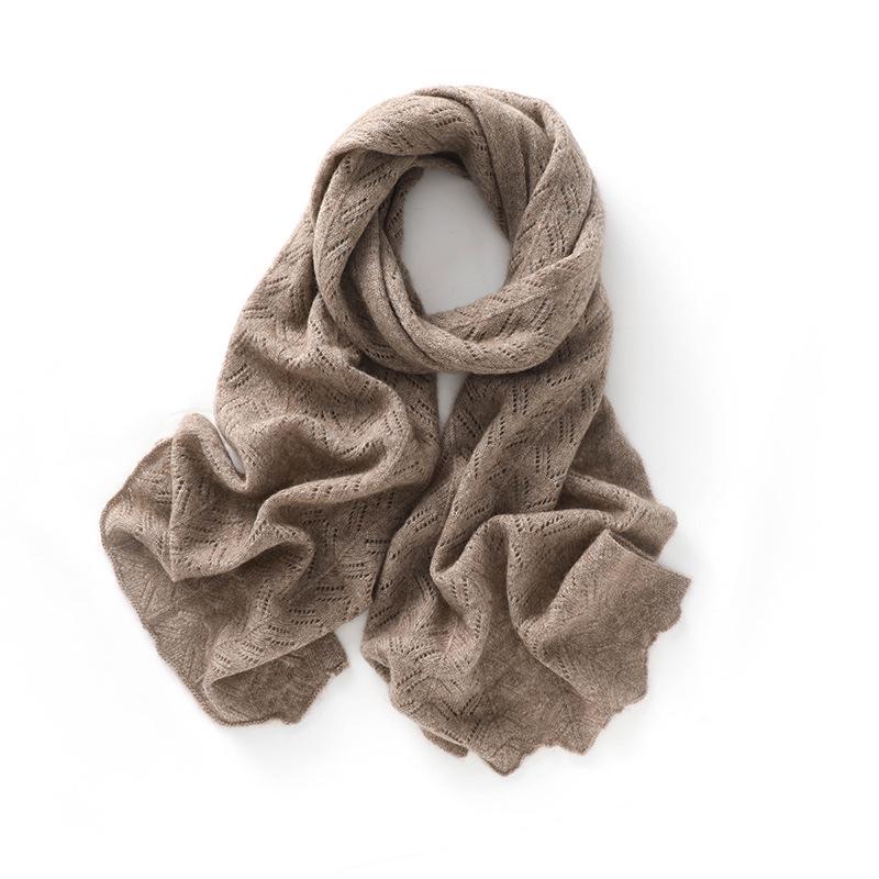 Women's Soft Cashmere Scarf: Cozy, Hollow Design for Fall/Winter. Versatile, Solid Color, Korean Style Knit Shawl.