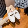 Mules da Donna in Vera Pelle con Fibbia, Punta Semiaperta, Dettagli Curati, Acquisto Obbligatorio per l'Uso Esterno