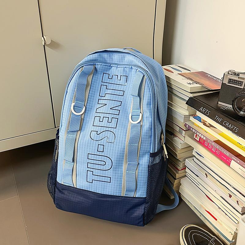 Large Capacity Backpack Men Travel Computer Backpack Letter Print Student Class Commuter Schoolbag