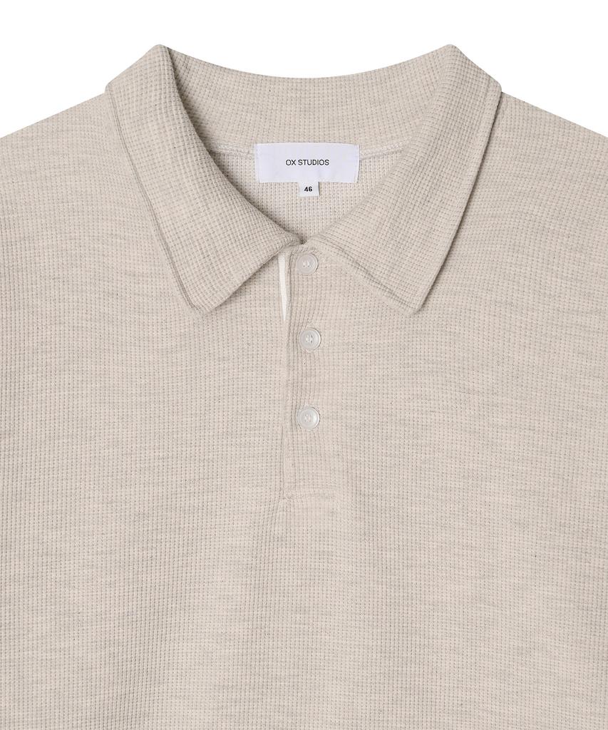 OX STUDIOS Waffle Polo Shirt (Cream)