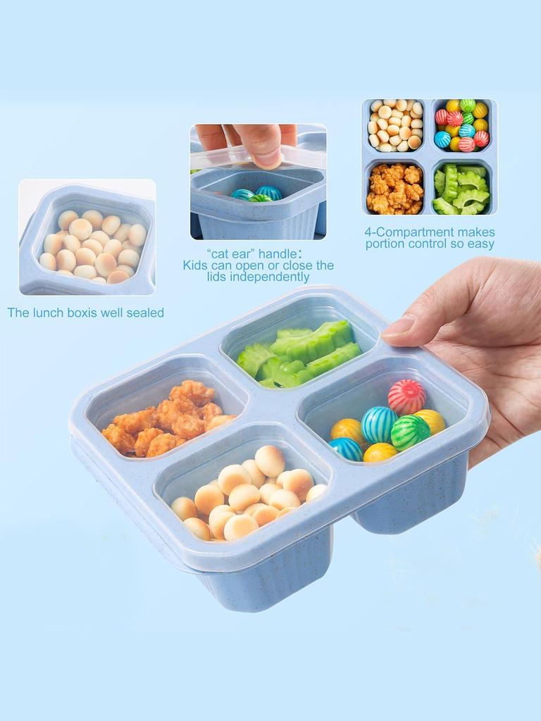 4 Grid Snack Box for Kids and Adults for Home Snack Storage Bottles Crisper Reusable Meal Prep Lunch Box Portable Kitchen Tool