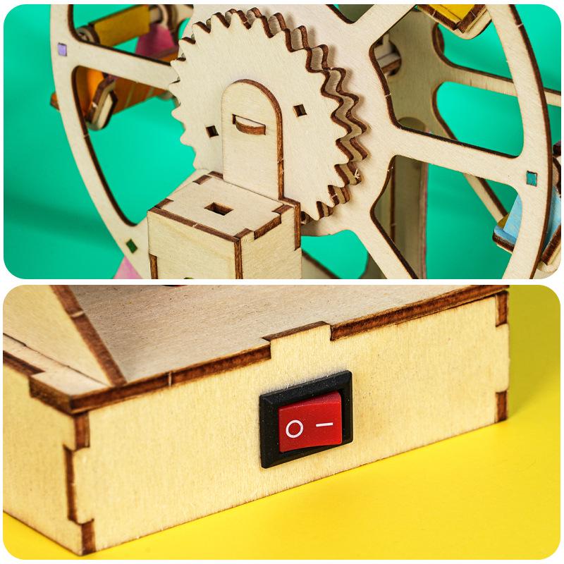 DIY Wooden Ferris Wheel Experiment Kit for Kids - Creative Craft with Interlocking Technology
