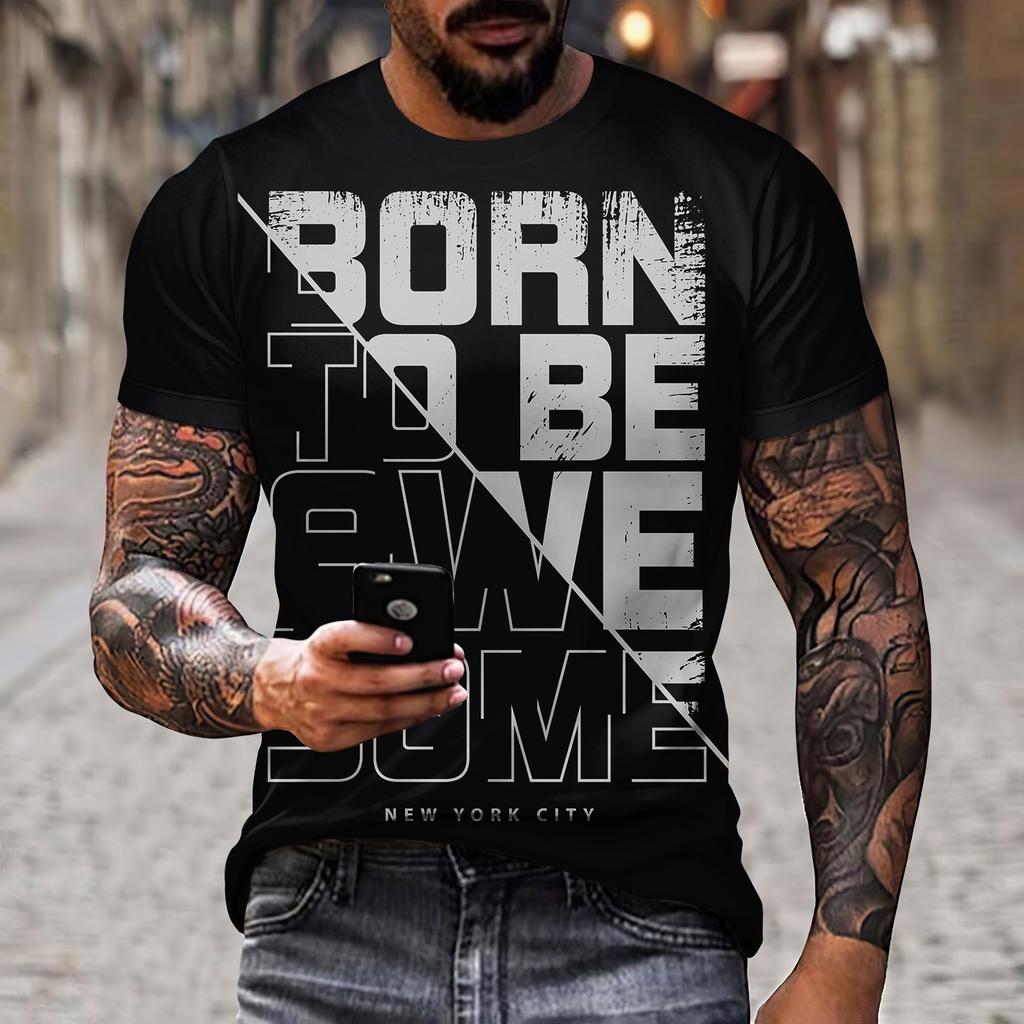 Nuova T-shirt Estiva da Uomo Moda Hip Hop Stampa Bandiera con Lettere 3D Scollo a O Manica Corta T-shirt Casual T-shirt Larga Abbigliamento Uomo S-5xl