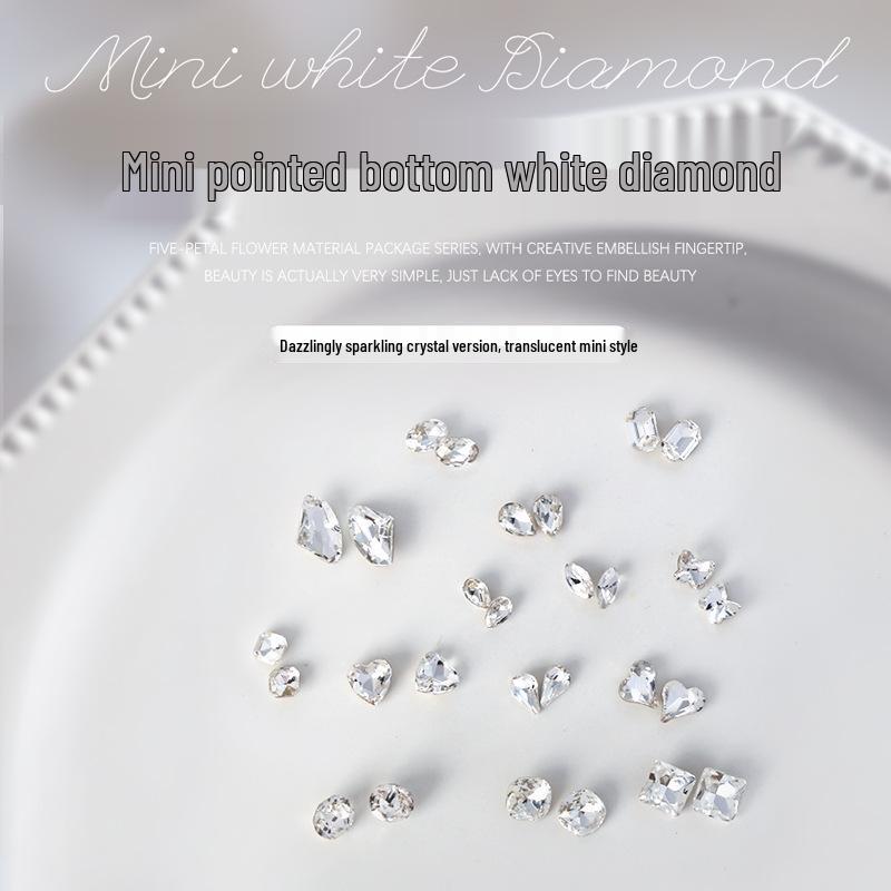 

10-Piece White Diamond and Irregular Shape Nail Art Accessories