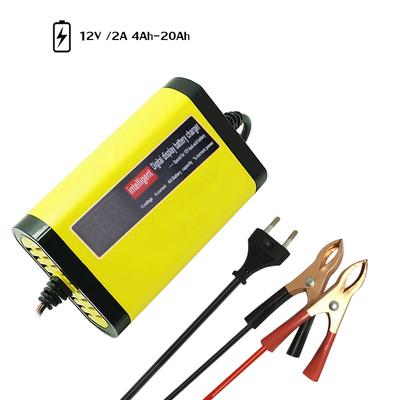 Caricabatteria per auto moto 12V 2A completamente automatico 3 fasi al piombo acido AGM GEL LCD intelligente